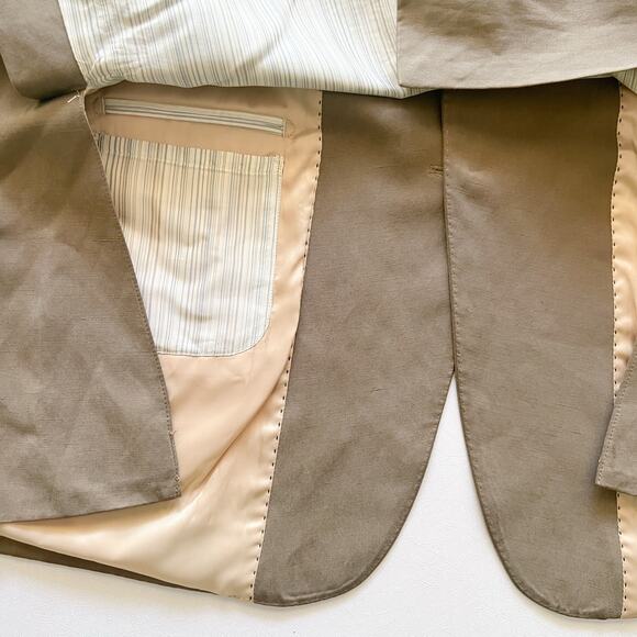 Ibiza Men's Silk Linen Blend Lightweight Blazer 46 L Brown Salada Sportcoat - Picture 15 of 15